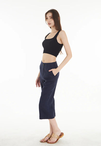 East India Company Syd - Wide Leg 3/4 Linen Pants