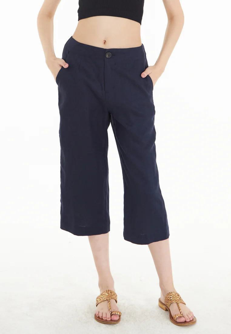 East India Company Syd - Wide Leg 3/4 Linen Pants