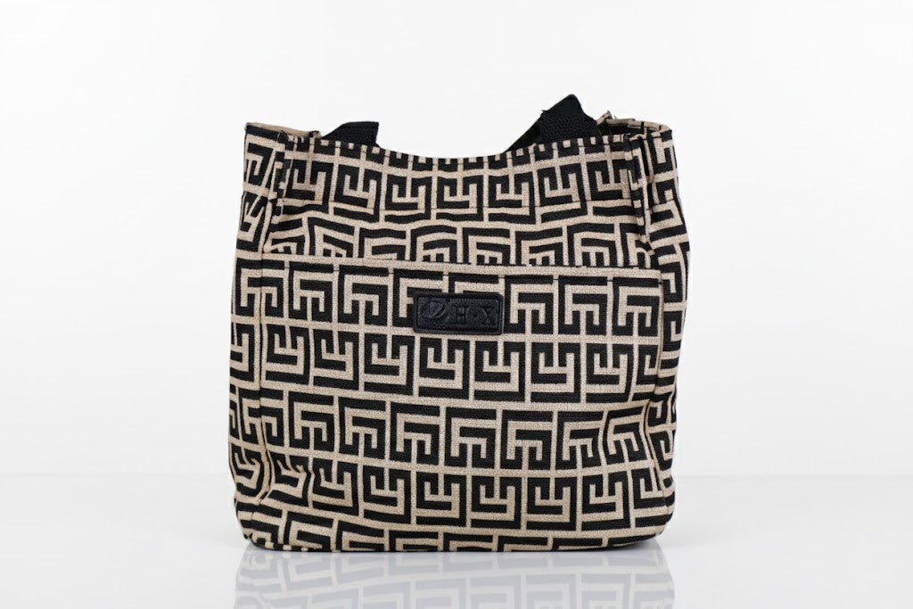 Maze Print Handbag – Trendy Cotton Chic for Everyday Glam