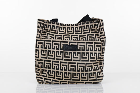 Maze Print Handbag – Trendy Cotton Chic for Everyday Glam
