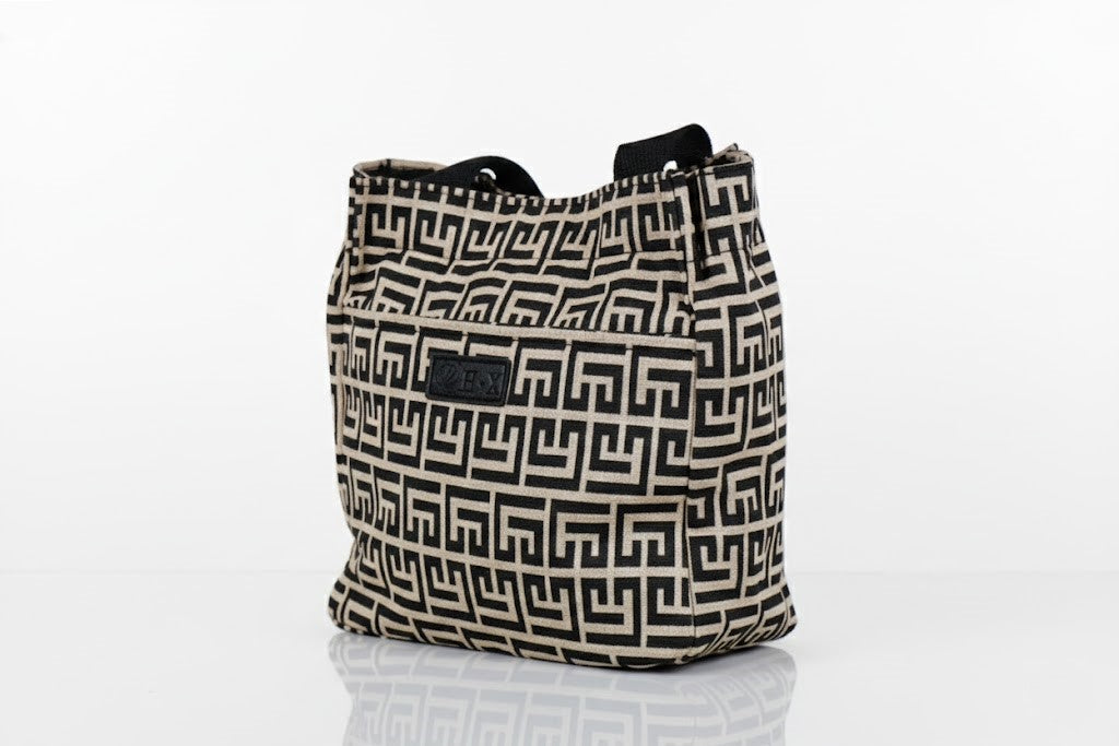 Maze Print Handbag – Trendy Cotton Chic for Everyday Glam