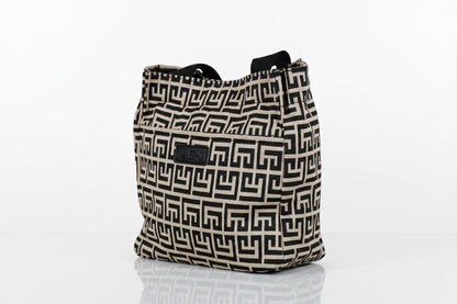 Maze Print Handbag – Trendy Cotton Chic for Everyday Glam