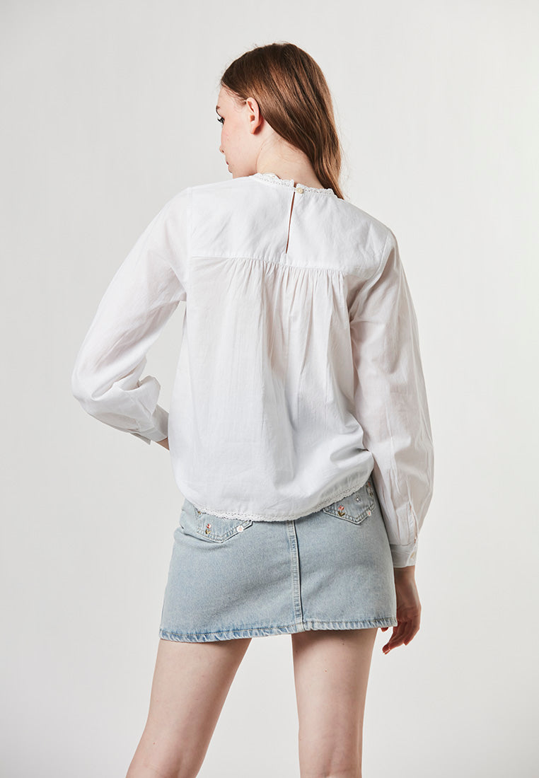 JULIET - Blouse with Embroidered Front Yoke