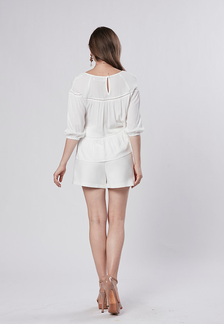 LILITH - Flowy Tiered Swing Top with Lace