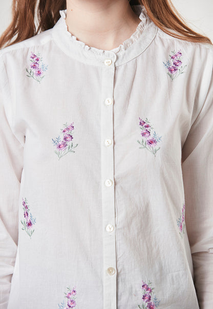 FIONA - Shirt Blouse with Front Allover Embroideries