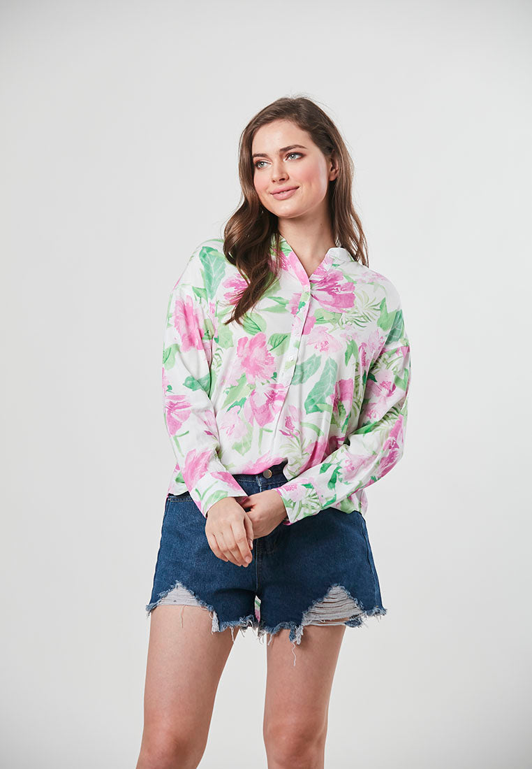 SELENA - Floral Tunic with Notch Neckline