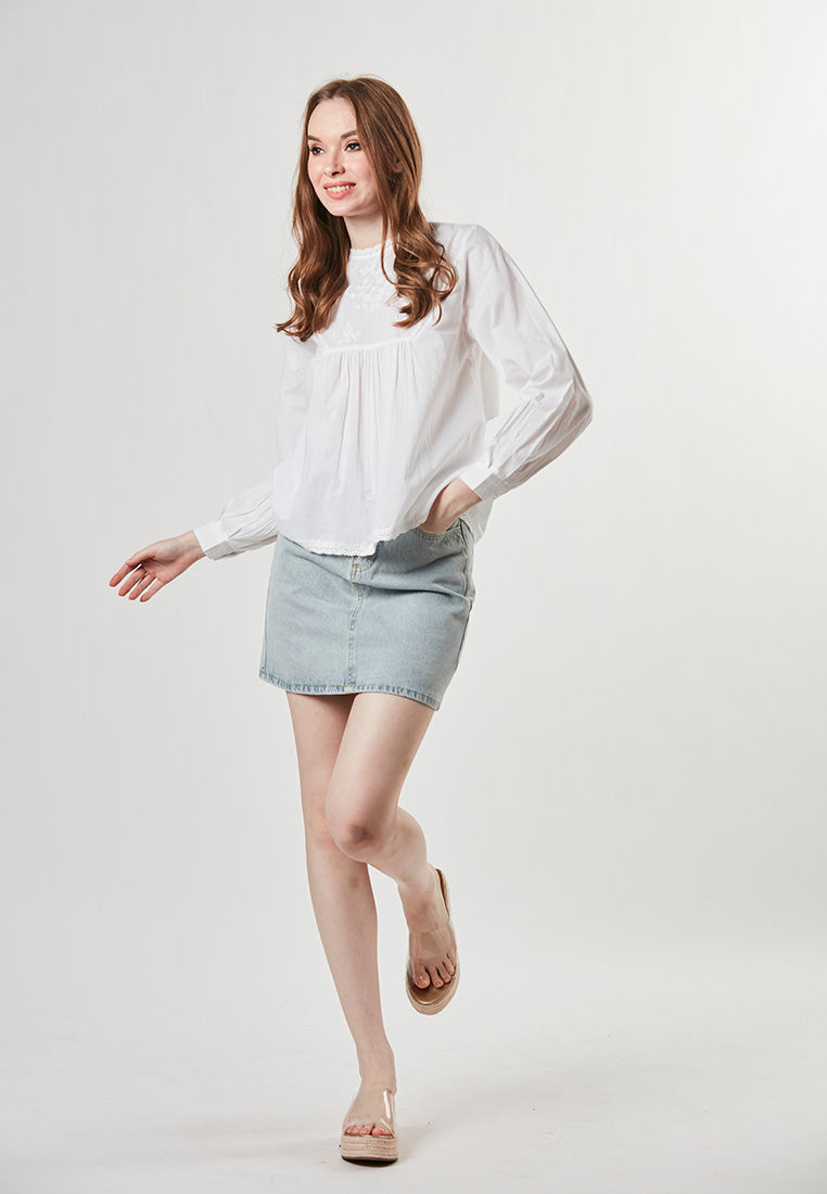 JULIET - Blouse with Embroidered Front Yoke