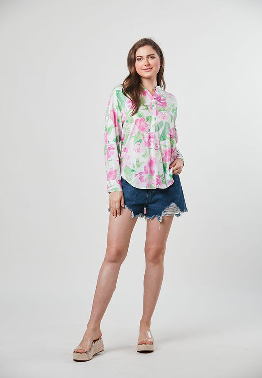 SELENA - Floral Tunic with Notch Neckline