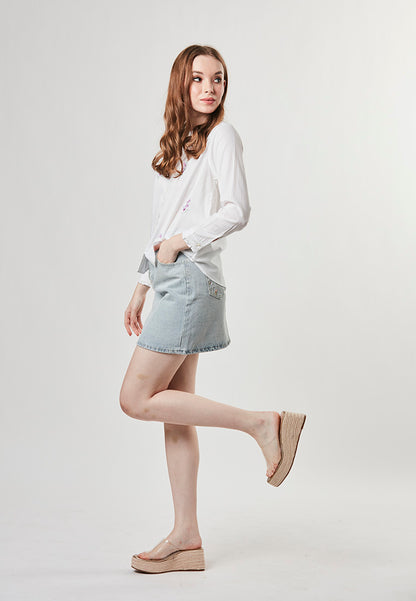 FIONA - Shirt Blouse with Front Allover Embroideries