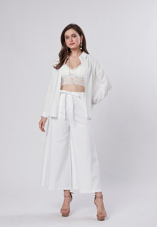 JANE -  Prewash Cotton Linen Palazzo Pant