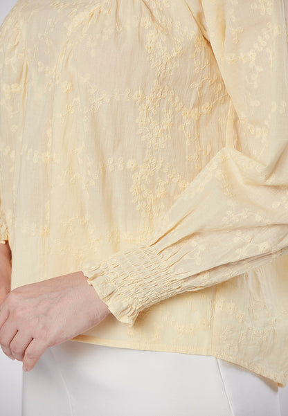 CAMILLE - Smocked Neck Blouse V Yoke