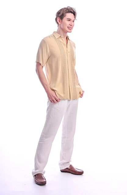 East India Company -Zuriel Regulat Fit Short Sleeve Embroidered Shirt