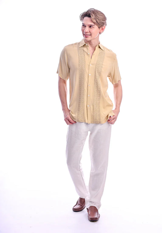 East India Company -Zuriel Regulat Fit Short Sleeve Embroidered Shirt