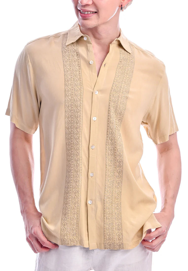East India Company -Zuriel Regulat Fit Short Sleeve Embroidered Shirt