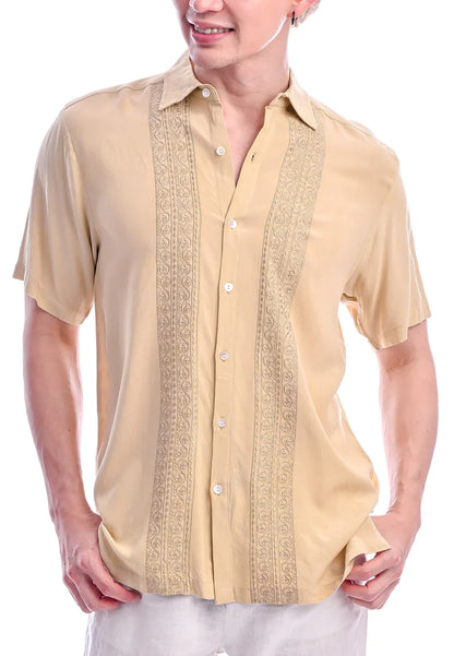 East India Company -Zuriel Regulat Fit Short Sleeve Embroidered Shirt