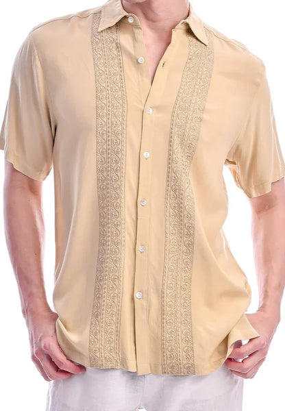 East India Company -Zuriel Regulat Fit Short Sleeve Embroidered Shirt